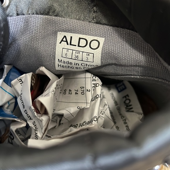 Aldo Silver Spikes Studs Satin High Top Canvas Sneakers Size 6 - Picture 10 of 12